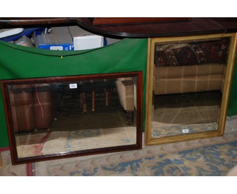 A gilt framed Mirror 20 1/2'' x 26 1/2'' and an inlaid Mahogany Mirror, 19'' x 29''.