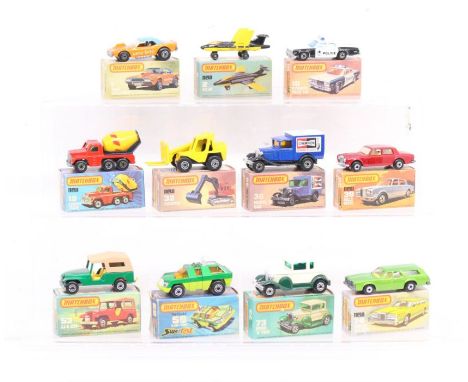 Matchbox: A collection of eleven assorted boxed Matchbox 75 Series vehicles to comprise: Dodge Challenger 1, S-2 Jet 2, Plymo