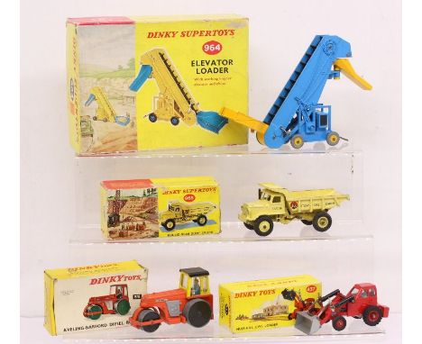 Dinky: A collection of four boxed Dinky Toys, to comprise: Elevator Loader, 964; Euclid Rear Dump Truck, 965; Aveling-Barford