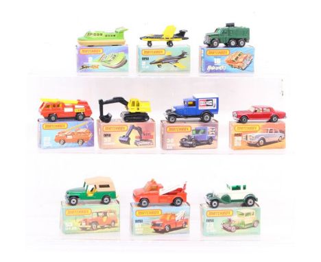 Matchbox: A collection of ten assorted boxed Matchbox 75 Series vehicles to comprise: Rescue Hovercraft 2, S-2 Jet 2, Badger 