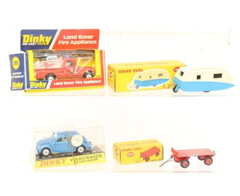 Dinky: A collection of four boxed Dinky Toys, to comprise: Trailer 429, Caravan 190, Land Rover Fire Appliance 282; and Volks