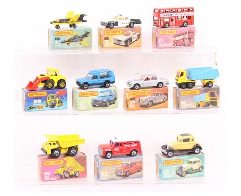 Matchbox: A collection of ten assorted boxed Matchbox 75 Series vehicles to comprise: S-2 Jet 2, Plymouth Police Car 10, The 