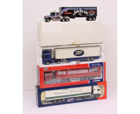 Diecast: A collection of four various boxed diecast commercial vehicles to include: Corgi, ERF, Matchbox and Alan Smith Model