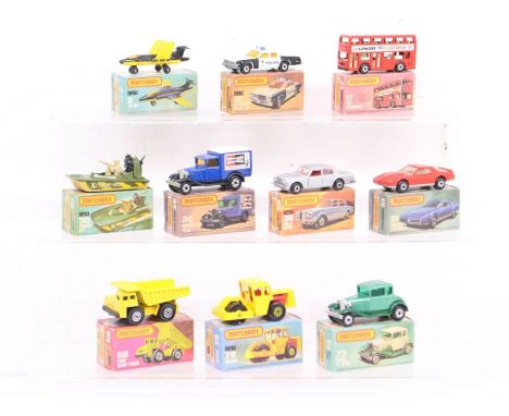 Matchbox: A collection of ten assorted boxed Matchbox 75 Series vehicles to comprise: S-2 Jet 2, Plymouth Police Car 10, The 