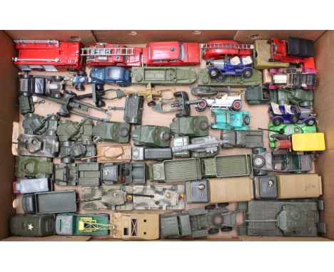 Diecast: A collection of unboxed playworn, diecast vehicles to include: Dinky, Corgi, Matchbox, Britains and others. Mostly m