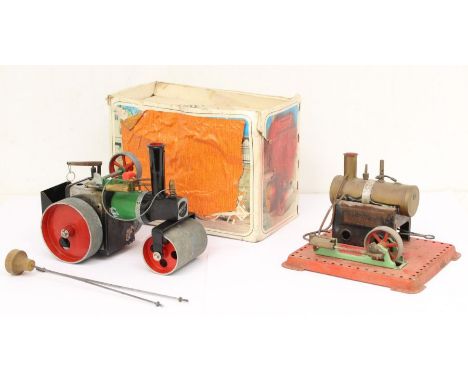 Mamod: A boxed Mamod, Steam Roller, Reference: SR1a, used condition, box has sustained damage including large orange sticky l