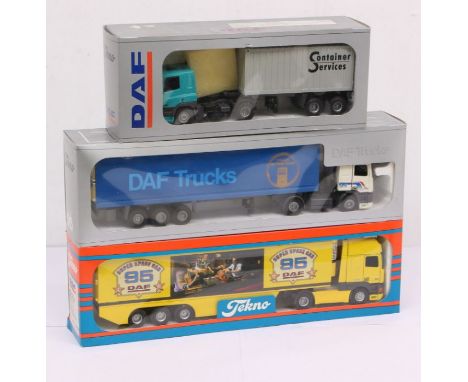 Diecast: A collection of three boxed Tekno 1:50 Scale DAF diecast commercial vehicles to comprise: DAF 95 Super Space Cab; Co