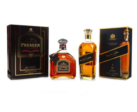 JOHNNIE WALKER PREMIER Blended Scotch Whisky 75cl, 43% volume, in box. JOHNNIE WALKER BLACK LABEL COLLECTORS EDITION AGED 12 
