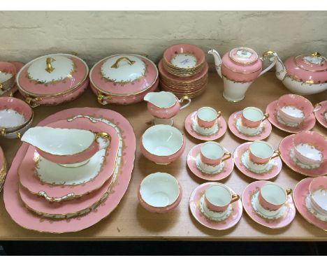 An approximately seventy four piece Aynsley 'Sheraton' 8163 P.K. Tea and dinner service. Together with Dresden floral dish.