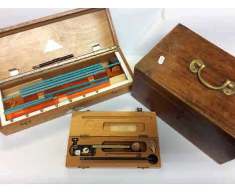 A cased Allbrit fixed arm planimeter serial no. 42584, cased Standardgraph and another hinged box.