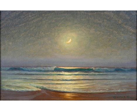 Charles Dunlop Tracey (British, 1870-1948)Moonlight on the shoreOil on canvas29.5 x 45cmSigned lower rightProvenance: Pyms Ga