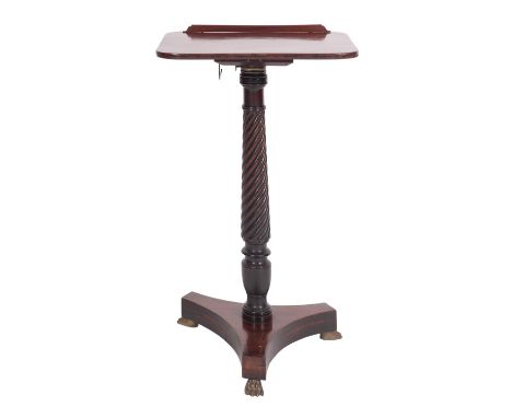 A Regency mahogany metamorphic occasional table /music stand, by Wilkinson of Ludgate Hill, early 19th century; the crossband