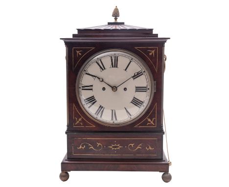 A Regency brass inlaid bracket clock, the double-fusee, five-pillar movement having an anchor escapement and striking the hou