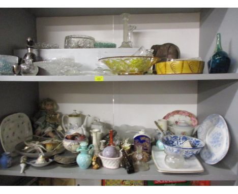 Ceramics and glassware to include Medina, Victorian blue and white Minton tea caddy and other items 