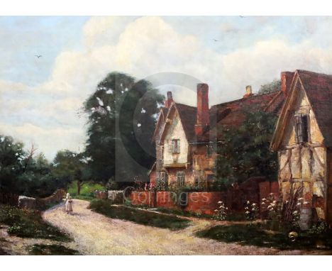After De Breanskioil on canvasMaid on a lane passing a country house, a sketch verso21.25 x 29.5in.CONDITION: Oil on original