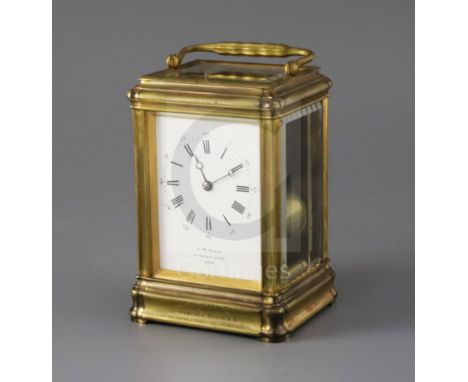 J.W. Benson, Old Bond Street, London - Royal Presentation piece. A late 19th century French ormolu cased Petit Sonnerie carri