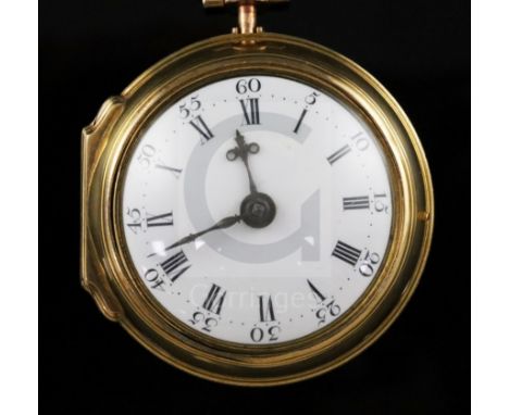 William Adcock, London, a George III gold pair-cased keywind verge pocket watch, No. 6760, with Roman dial and signed movemen