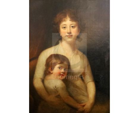 Circle of Sir Henry Raeburn (1756-1823)oil on canvasPortrait of a mother and child35 x 26.75in.CONDITION: Oil on canvas which