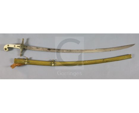 A good 1831 regulation general officer's mameluke sword of General Sir George Balfour, etched polished blade, brass hilt and 