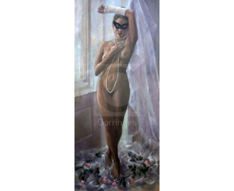 § Anna Miller (1906-)oil on canvas'Bed of Roses', signed verso, Compass Gallery 'New Generation 95' label verso65 x 29.5in.CO
