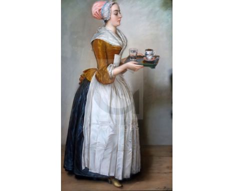 Lina Krieger (After Jean-Etienne Liotard)pastel'La chocolatiere'signed33 x 20.5in.CONDITION: Paste on paper in very good clea