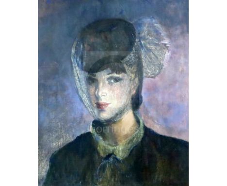 Alexander Hossack (Exh.1929)oil on canvas laid on boardPortrait of a veiled woman22.5 x 18.5in.CONDITION: Oil on canvas laid 