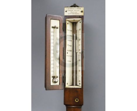 J. Steele &amp; Son, Liverpool. A Victorian brass and mahogany ship's barometer, the plain squared case with maker's plaque t