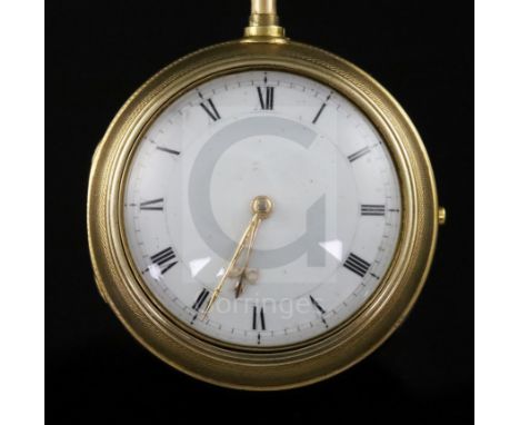 M &amp; T Dutton, London, a George III gold engine-turned pierced pair-cased keywind cylinder pocket watch, No. 1516, with Ro