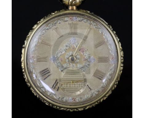 Joseph Johnson, Liverpool, a George III 18ct three-colour gold open-face keywind lever pocket watch, No. 4727, with ornate Ro