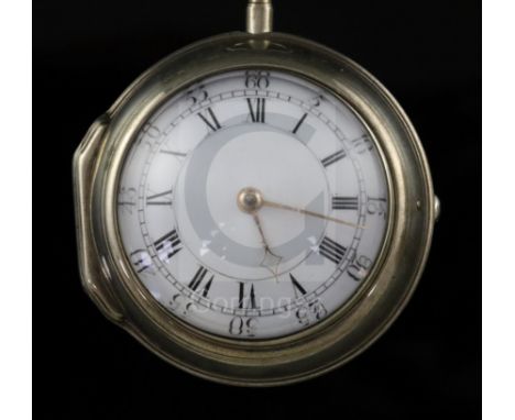 George Graham, London, a George III silver pair-cased keywind cylinder pocket watch, No. 6144, circa 1744, movement signed.CO