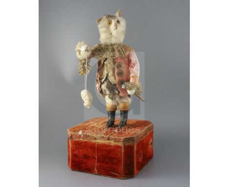 Roullet &amp; Decamps. A 19th century French cat automaton, modelled as an anthropomorphic cat nobleman holding a mouse by it