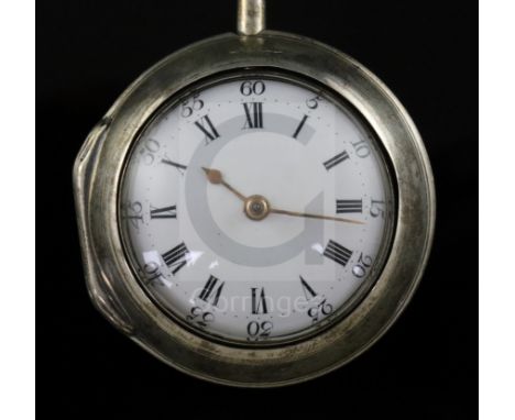 James Wilson, London, a George III silver pair-cased keywind verge pocket watch, No. 8656, with Roman dial and signed movemen