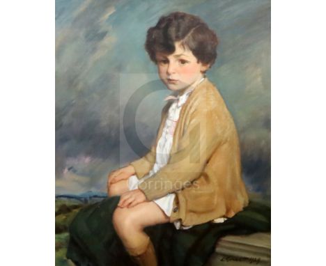 Louis Ginnett (1875-1946)oil on canvasPortrait of a seated boy in a landscapesigned and dated 192929.5 x 24.5in.CONDITION: Oi