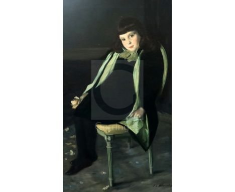 Jacques Emile Blanche (1861-1942)oil on canvas,Portrait of a girl, seated in a green chairsigned50.5 x 30.25in.CONDITION: Oil
