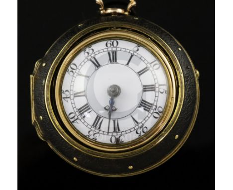 Francis Perigal, London, a George III gold embossed triple-cased keywind verge pocket watch, No. 623, with leather-covered ou