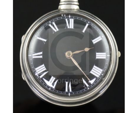 Robert Peacock, Lincoln, a George III large silver cased keywind verge pocket watch, No. 8244, with black Roman dial and plat