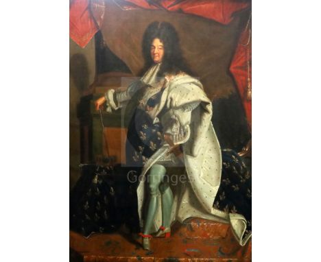 After Hyacinthe Rigaud (1649-1753)oil on canvasPortrait of Louis XIV (The Grand Monarch)51 x 38.5in.CONDITION: Oil on canvas 