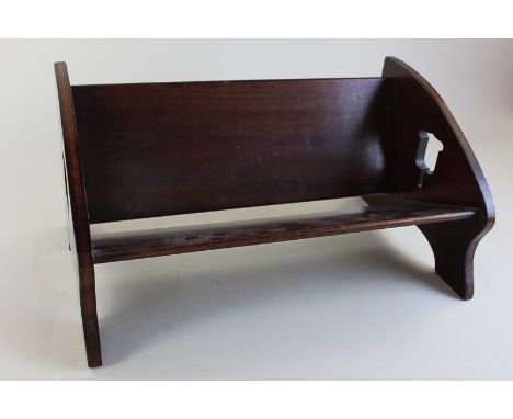 An Edwardian book trough with curved inlaid sides, 38cm