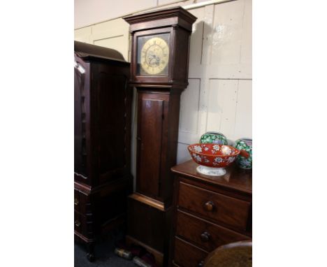 An 18th century eight-day longcase clock by James Verrier, North Curry, in oak case, 30.5cm square,  brass dial signed James 