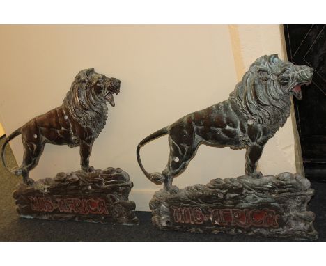 Two heavy bronze ship's crests of a lion, HMS Africa  66cm (NC)