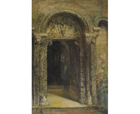 Catherine M Wood (1860-1939), The North Gate, Ely Cathedral, oil on canvas, signed, 40cm by 30cm