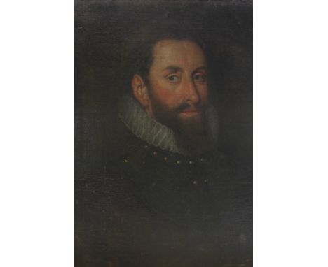 18th century English School, portrait of the Earl of Warwick, bust length portrait wearing white ruff collar, oil on canvas, 