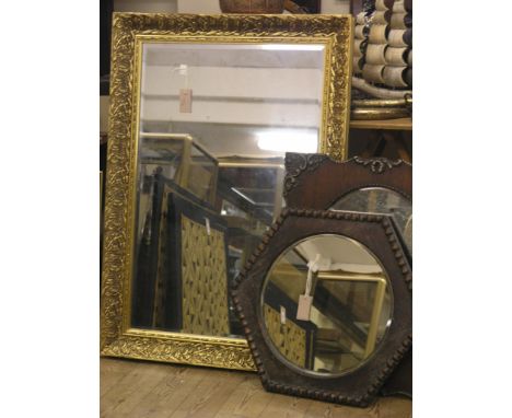 An oval, period-style gilt-framed mirror, 3ft. wide together with a similar rectangular mirror, 3ft. 5in. wide together with 