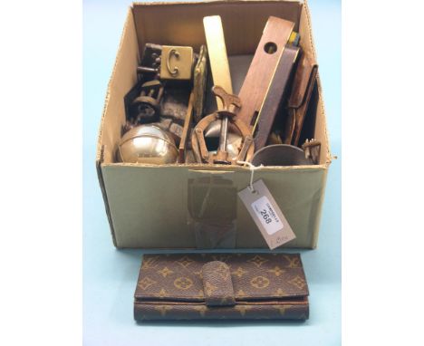 A Louis Vuitton, Paris wallet, brass-cased travelling clock, corkscrews including James Heeley A1 double lever and Monopol an