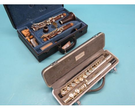 A Le Blanc Symphonie clarinet, and a Symphony flute, both cased