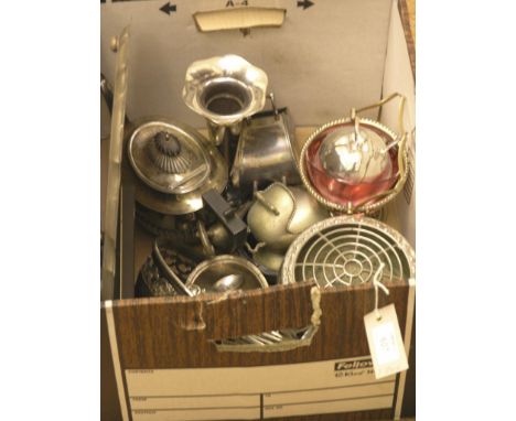 A quantity of silver plated ware, including half-fluted teapot 