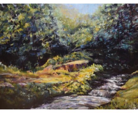 *Local Interest - Jennifer Wheten (1941-2021, British), acrylic on board, 'Summer Stream (Howgills Area)', a vibrantly colour