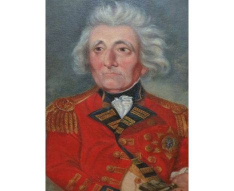 19th.C. ENGLISH SCHOOL.   PORTRAIT OF A FLEET COMMANDER.  OIL ON CANVAS.  75 x 64cms. 