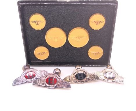BENTLEY OWNERS CLUB SET OF SIX CASED GILDED BUTTONS. STAMPED ON BACK, LONDON BADGE &amp; BUTTON CO, MADE IN ENGLAND, TOGETHER