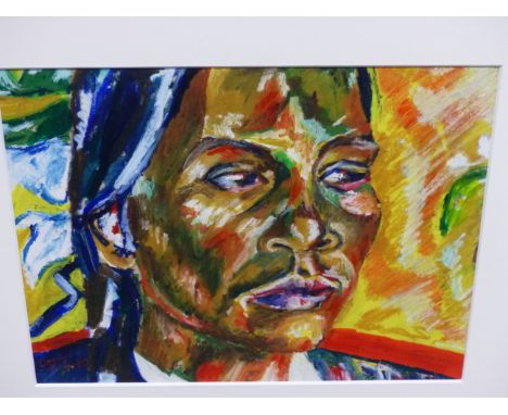 CONTEMPORARY SCHOOL.  PORTRAIT OF A MAN.  SIGNED INDISTINCTLY, GOUACHE.  39 x 50cms. 